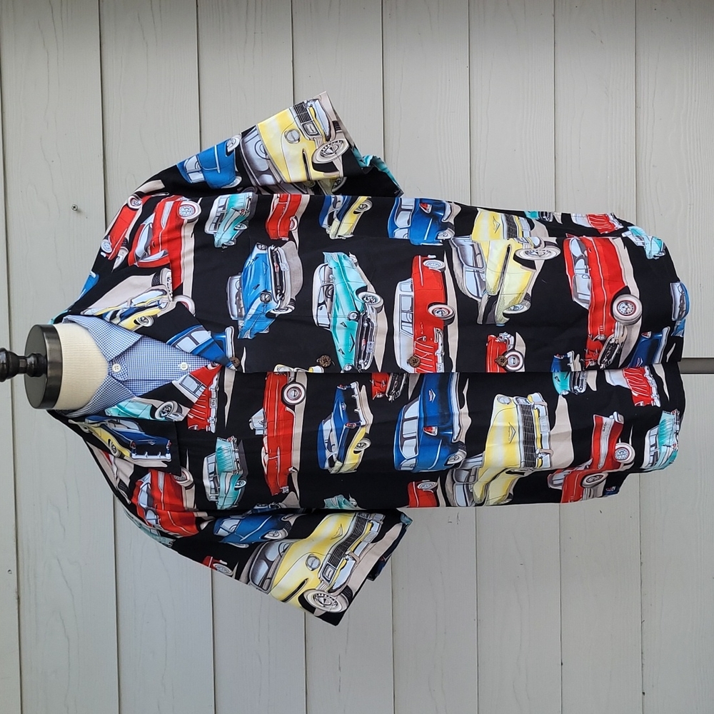 MOON DOG Austin Tx Black Red Blue Classic Cars Cotton Sz XXL Short Sleeve‎ Shirt